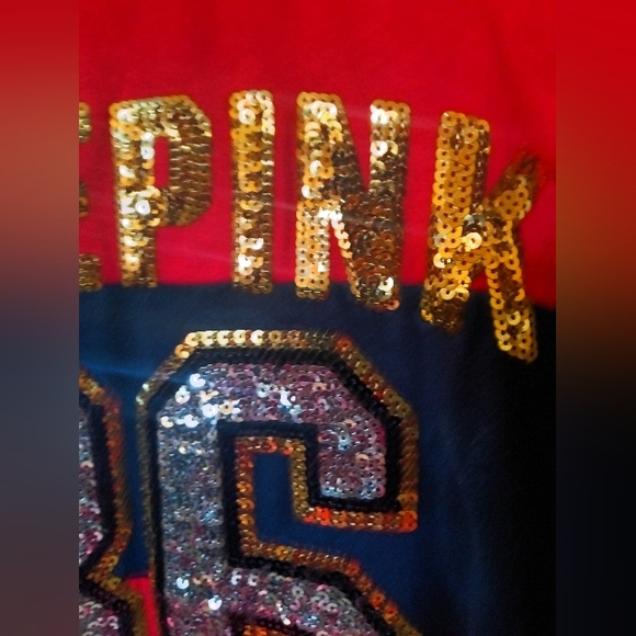 PINK VS Sequin Bling Rugby Perfect Full Zip Hoodie - Picture 7 of 12